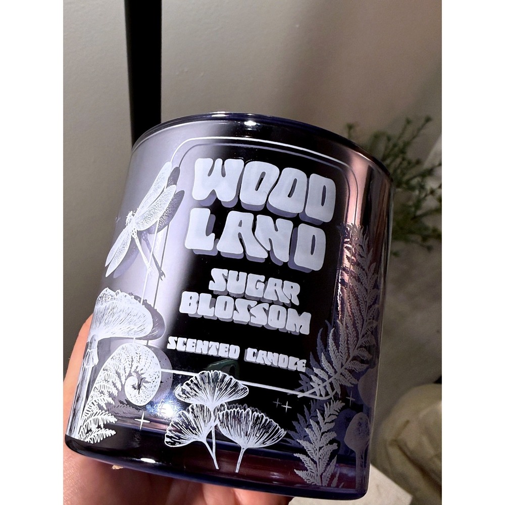East West Woodland Sugar Blossom Scented Candle 14oz Purple Glass Mushroom Jar‎